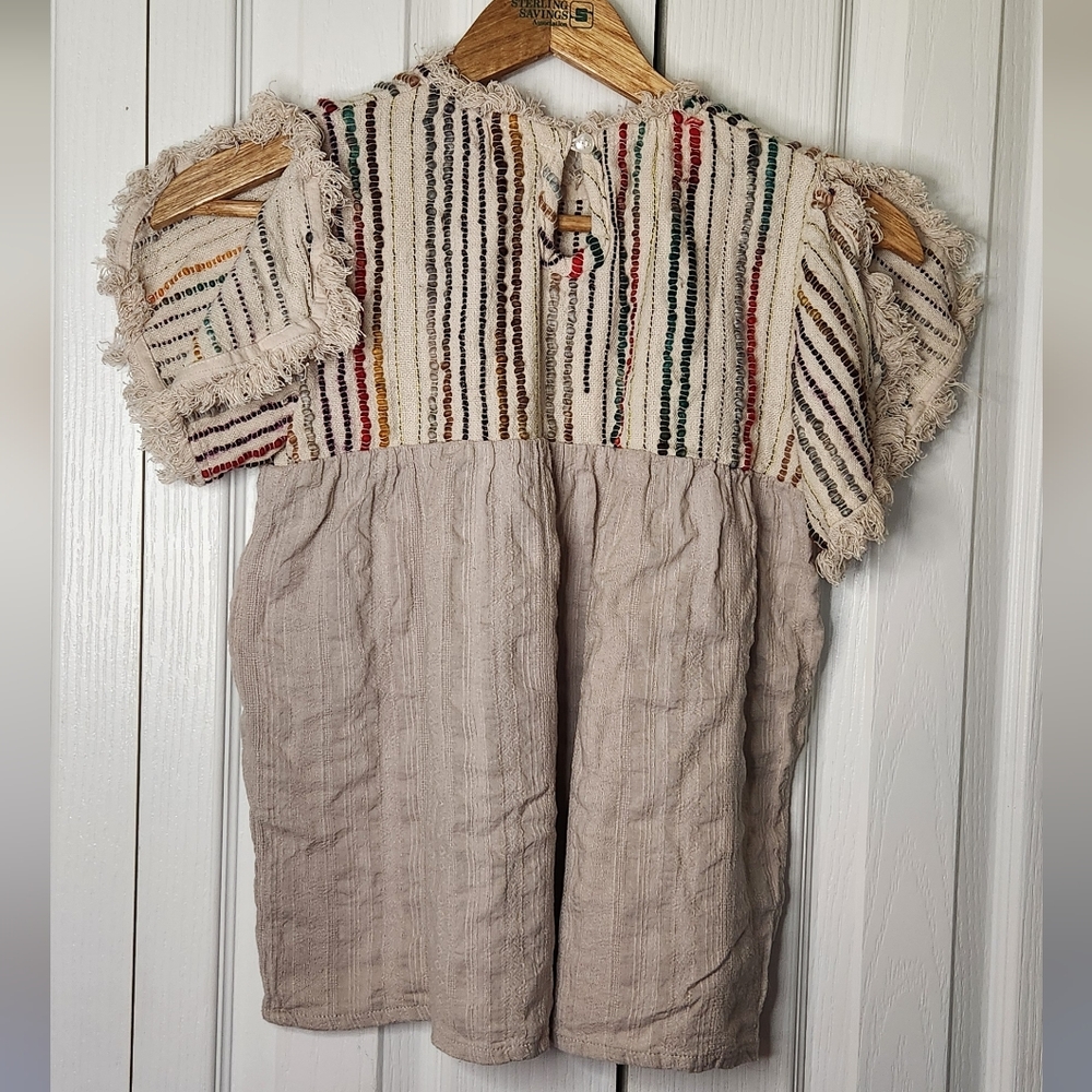 THML Anthropologie Striped Top - Size XS, Multicolor Cute Short Flutter Sleeve - Picture 6 of 11